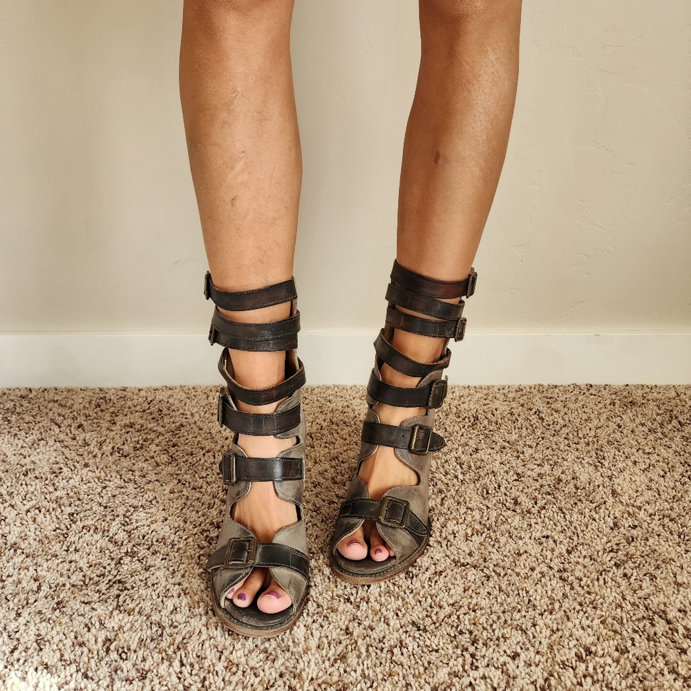 Freebird Bond Sandal Boot Gray and Brown